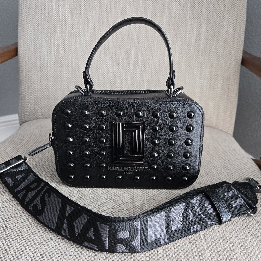 Karl Lagerfeld Black Leather Camera Bag